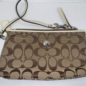 Coach Brown and Cream Signature Clutch